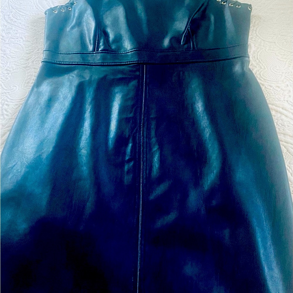 Karl Lagerfeld Black Vegan Leather Dress, size 6 - Picture 3 of 5